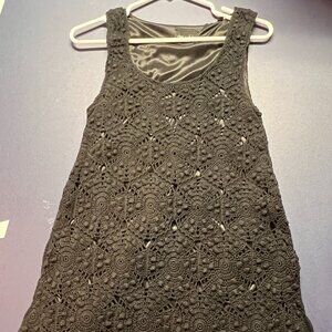 Rhys Dwfen Crocheted Sleeveless Black Dress Size S